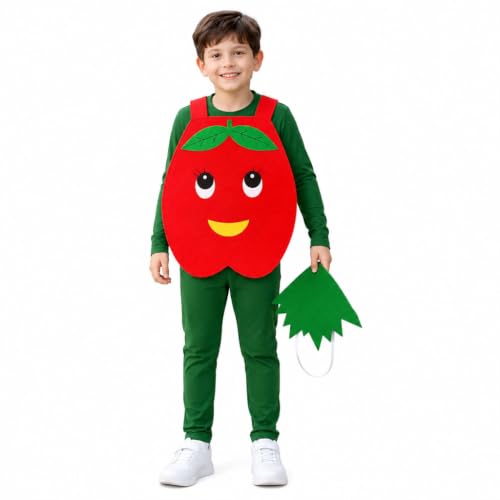 Image of Raj Costume Kids Mango Fruit Costume Apron with Cap for Boys & Girls | Cute Yellow Cutout Fancy Dress | Soft Felt Fabric | Role Play Outfit