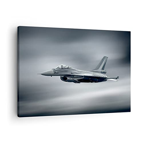 Moderne Impression sur Toile avion ciel vol Image Tableau Decoration Murale 70x50cm Deco Cadre Décoration Salon Chambre Cuisine Horizontal Petit Tableaux...