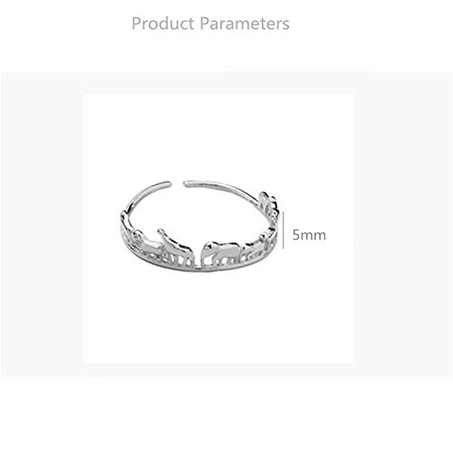 Sterling Silver Dinosaur Elephant Animal Migration Ring For Women Girls Best Friends Dragon Wildlife Family Expandable Knuckle Open Band Rings Adjustable Comfort Fit Unique Statement Jewelry Gift #TOP5