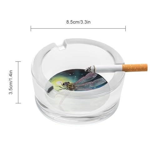 Cendrier rond en verre décoratif motif libellule : cadeau idéal pour la maison