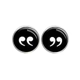 Quotation Mark Earrings - Black Background - Reader Earrings - Writer Earrings - Book Lovers