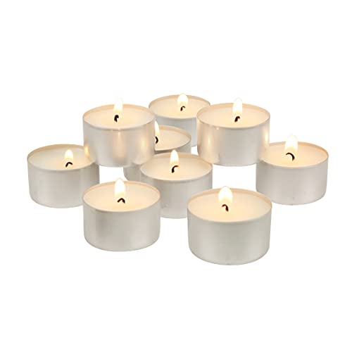 Stonebriar 100 Count White Unscented Smokeless Long Burning Tea Light Candles with 6-7 Hour Burn Time