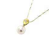 14k Yellow Gold Freshwater Pearl in Pear Shape Diamond Pendant Necklace, Pearl Necklaces For Women, Gold Necklace, Handmade Necklaces, Jewelry for Women, Aesthetic Jewelry, Birthday Gifts For Women