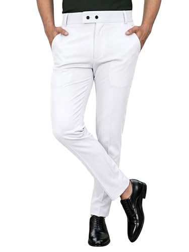 Image of erke Men's Slim Fit Formal Trouser with 4-Way Stretch | Lycra Blend Wrinkle Resistant Office Chinos for Men | Mid Rise Tapered Trousers for Men