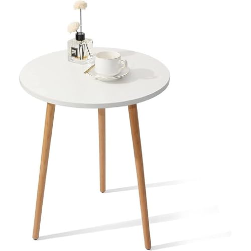 Image of End Table Wooden Side Table Foldable Round Shaped Side Table /Tea Coffee Breakfast Table Modern Living Room,or Apartments (White Natural)