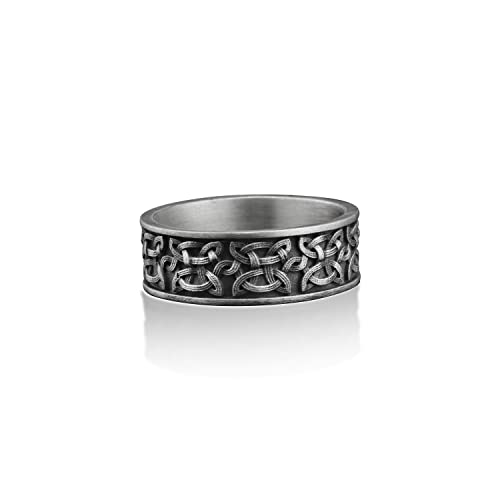 Bysilverstone Jewelry Celtic Sign Handmade Sterling Silver Men Band Ring, Trinity Knot Wedding Ring, Stackable Mythology Ring, Anniversary Ring, Engagement Ring #TOP1