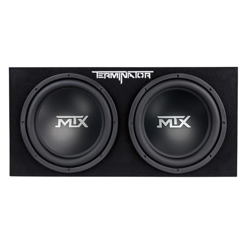 MTX Dual 12-Inch Subwoofers with Loaded Enclosure, 1200W Max Power, 400W RMS, Terminator - Car Audio Subwoofer and Speaker System with Deep Bass Sound