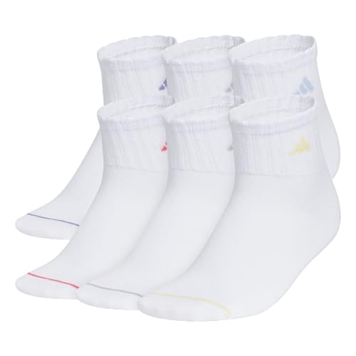 adidas Kids Cushioned Quarter Ankle Socks for Boys and Girls (6 Pairs) Durable & Comfortable
