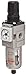 SMC AW20-N02BE-CRZ Filter/Regulator, Right to Left Flow, Polycarbonate Bowl with Bowl Guard, 5 Micron, Manual Drain, Relieving Type, 7.25 - 123 psi Set Pressure Range, 28 scfm, Square Embedded Gauge, Bracket, 1/4" NPT