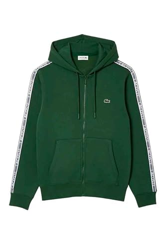 Lacoste Veste de survêtement SH5065 pour Homme avec Fermeture éclair, Logo, Coupe Droite, séquoia, L