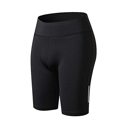 TIFIY Women's Fitness Yoga Pants Reflective Strip Night Running Training Pants Breathable Skinny Shorts Gym Leggings(Black,XS)