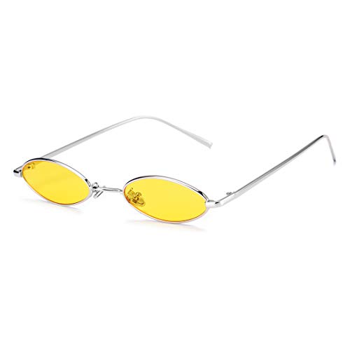 Image of COASION Vintage Small Oval Aesthetic Sunglasses Retro for Women Men Hippie Cool Metal Frame Sun Glasses