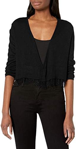 Tommy Hilfiger Women's Shrug with Lace Hem, Black, X-Large