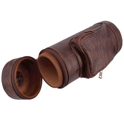Image of AMANCY Classy Cylindrical Hand Carry Cigar Case with Premium Cutter and Rest, Cedar Wood Lined Travel Cigar Holder Humidor kit with Built-In Hygrometer, Long Humidifier, and Dropper