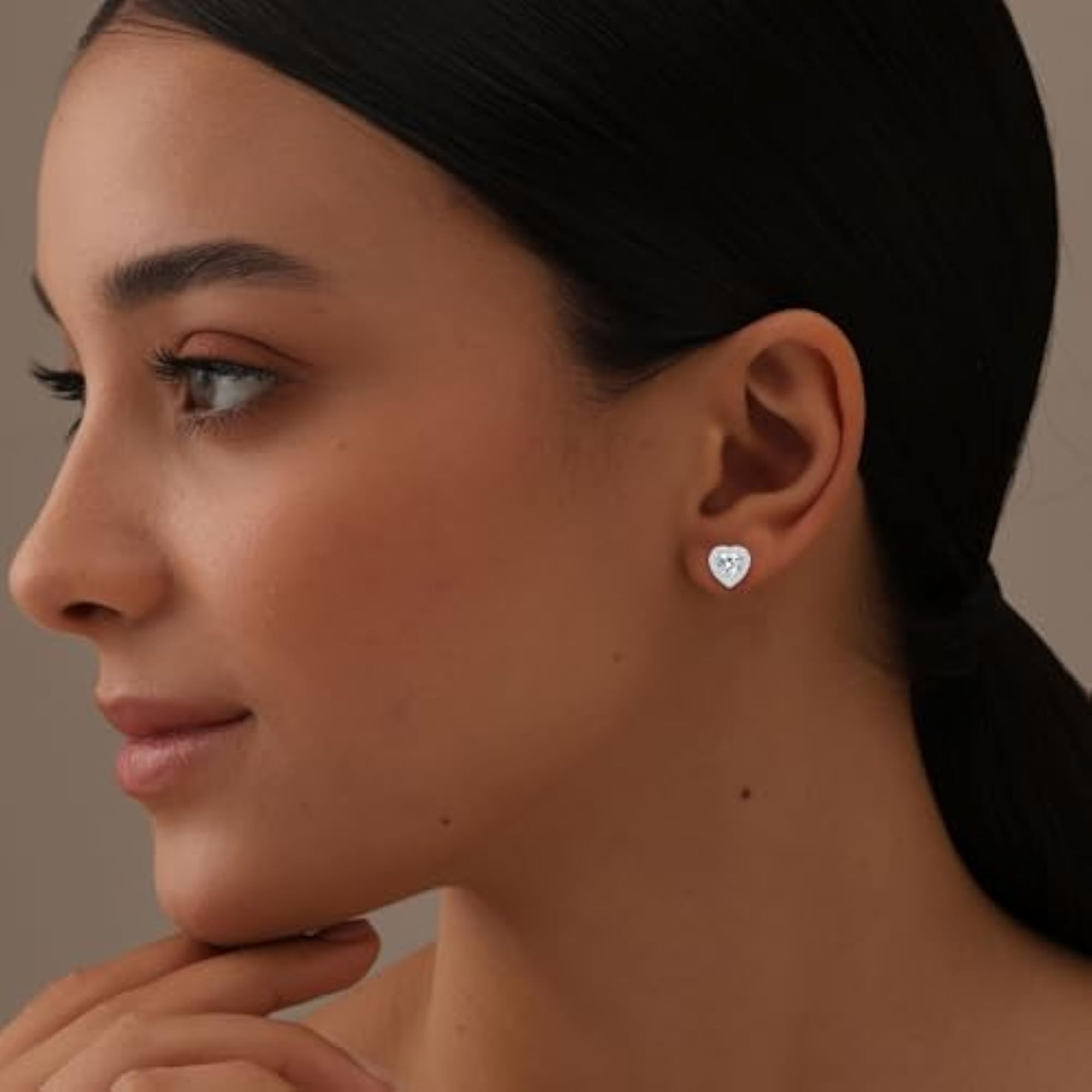 Women's 925 Sterling Silver CZ Heart Stud Earrings