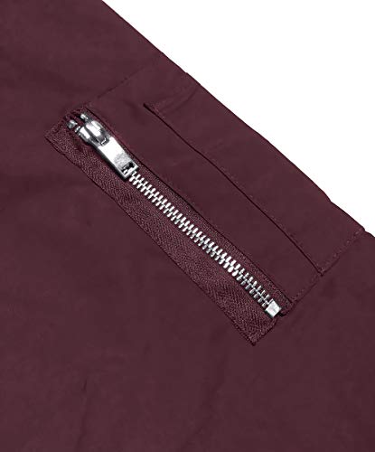 KEFITEVD Hommes Baseball Cargo Été Bomber Pilote Zipper Vestes Survêtements Thin Army Windbreaker Vin Rouge - Image 8