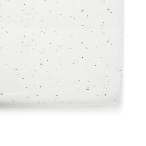 Image of Pehr Crib Sheet, Celestial | Breathable Brushed Organic Cotton for Soft Sleep | Fits Standard Crib Mattresses up to 52 inchL x 28 inchW x 8 inchH