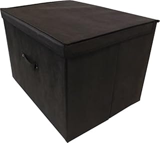 Neusu Heavy Duty XXL Foldable Storage Box - 60cm x 45cm x 40cm (100 Litre Capacity) - Black, With Attached Lid, Super Jumbo Size