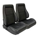 Universal Racing Seats Bucket Seats Reclinable Car Seats Adjustable Sport Seats PU Leather with Sliders 2 pcs (Black, 29.3