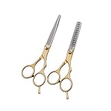 MVNOIRE Golden Professional 6.0 Inch Stainless Steel Barber Hair Cutting Thinning Scissor Shears Hairdressing Set