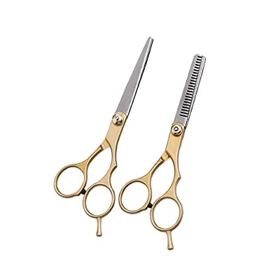 MVNOIRE Golden Professional 6.0 Inch Stainless Steel Barber Hair Cutting Thinning Scissor Shears Hairdressing Set