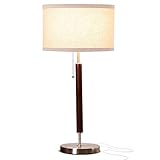 Brightech Carter Nightstand & Side Table Lamp - Contemporary Bedroom Lamp for Soft Bedside Light - Stainless Steel & Wood Finish