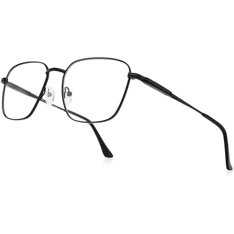 RB.Pilot Classic Square Reading Glasses for Men Women Light Blocking Computer Readers Spring Hinge Metal Frame Acetate Legs Cover