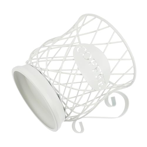 OFFSCH 1Pc Elegant Metal Coffee Pod Storage Basket Versatile Organizer for Coffee Capsules Fruits and Snacks Stylish White Design for Home Bar Tea and Hotel