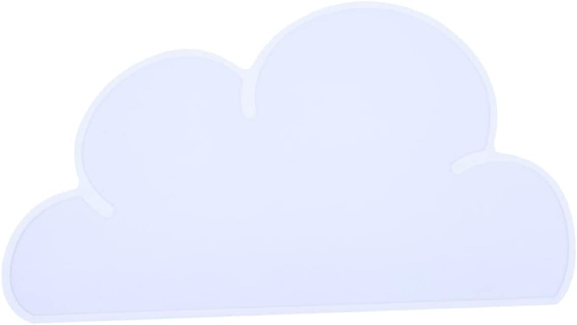 Toddmomy Cloud Shaped Silicone Placemat Food Grade Non Stick Dinnerware Mat Washable Table Mat for Boys and Flexible Portable Design for Travel and Camping White
