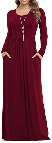 Image of VIISHOW Women's Long Sleeve Loose Plain Maxi Dresses Casual Long Dresses with Pockets