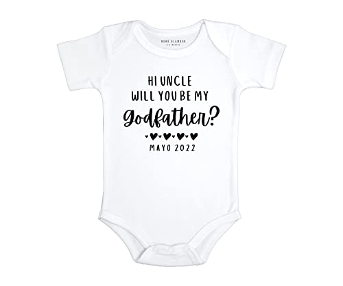 Generic Hi Uncle Will You Be My Godfather? Onesie | Tio | Baptism Onesie | Padrino (3-6 Months), White