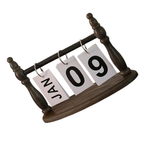 Beaupretty 北欧風木製卓上万年カレンダー 持続可能な天然木材製 日めくり式簡単切替 デスクトッププランナー オフィス書斎リビング用装飾品