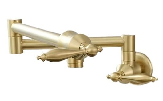 Robinet de cuisine mural pliable laiton doré double interrupteur moderne