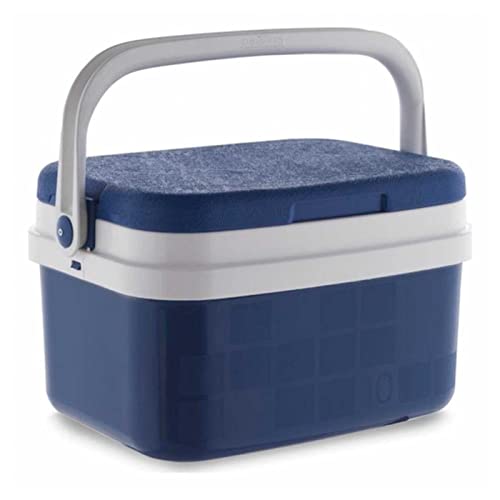 Acan Nevera portátil con asa, 10 litros, Polipropileno, Porta Alimentos para Playa, Acampada, Camping, 22 x 33 x 24 cm, Color Azul y Blanco