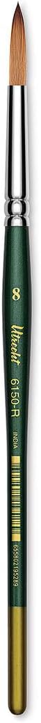 Utrecht Series 6150 Synthetic Golden Taklon Watercolor Brush - Round, Size 8, Short Handle
