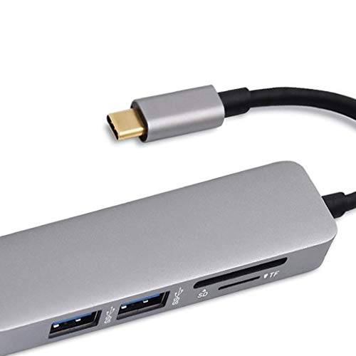 Mini USB Tipo C De Alumínio 5 Em 1 Adaptador De Hub 2 Leitor De Cartão USB 3.0 Para Macbook
