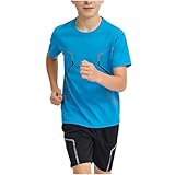 XINYUNZU Sportanzug Kurz Teenager Jungen Sommer Jogginganzug Atmungsaktiv Sport T-Shirt und Shorts Set Trainingsanzug Tracksuit Boy Sportkleidung Outdoor Activewear Blau 12-13 Jahre
