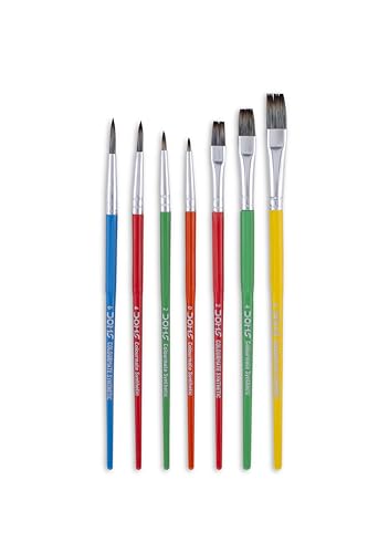 Image of DOMS COLOURMATE Synthetic Hair Brushes Set of 7 Flat and Round (Flat 2,4,6 Round 0,2,4,6)