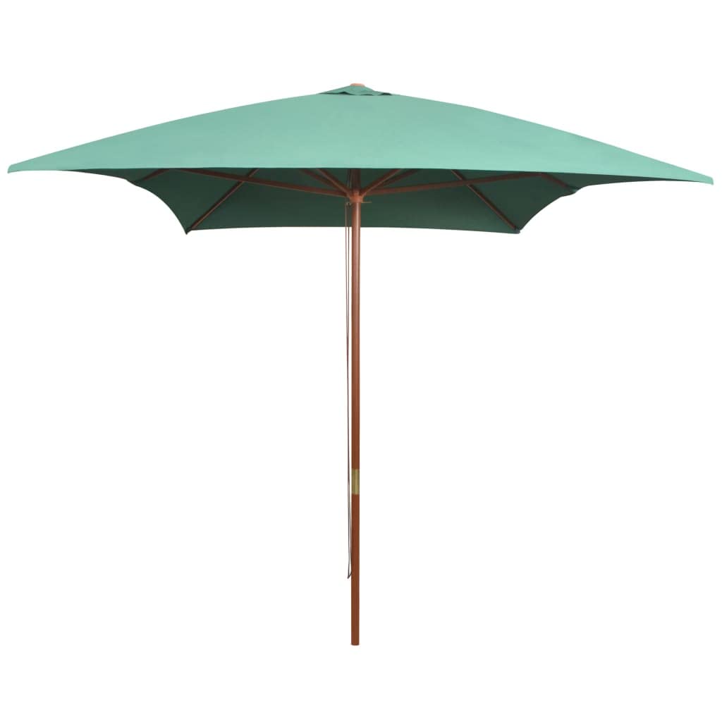 Parasol przeciwsłoneczny z drewnianym masztem, 200 x 300 cm, bordowy, duży parasol ogrodowy z drewna z 6 stabilnymi żebrami, na taras i balkon, z korbą i kółkiem
