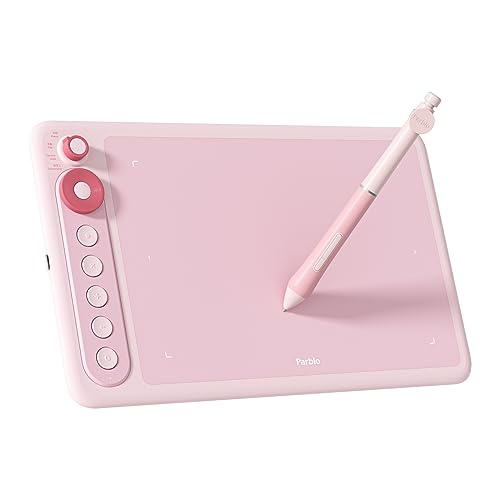 Parblo ペンタブレット Intangbo X7 ペンタブ 8192 レベルの筆圧レベルの描画ボードタブ、アップグレードされたハードペンと傾き検出機能付き、OTG アダプター付き PC とスマートフォンで使用可能 イラスト マンガ オンライン授業用 7.2x4.5 インチ (ピンク)