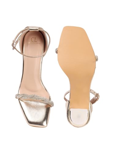 Image of Carlton London Women Comfortable Elegant Stiletto Heel Square Toe Ankel Loop fashion Sandal for Party,Wedding and Casual Use