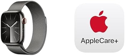Apple Watch Series 9 [GPS + Cellular 1.614 in] Reloj inteligente con caja de acero inoxidable grafito con bucle milanés de grafito. Monitor de