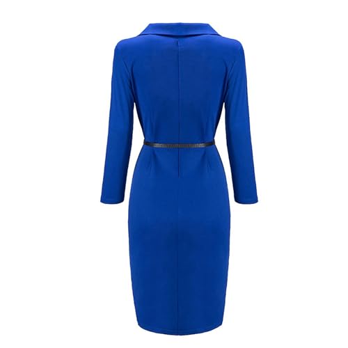 Women's Long Sleeve Double Notch Lapel Formal Business Work Pencil Dress4