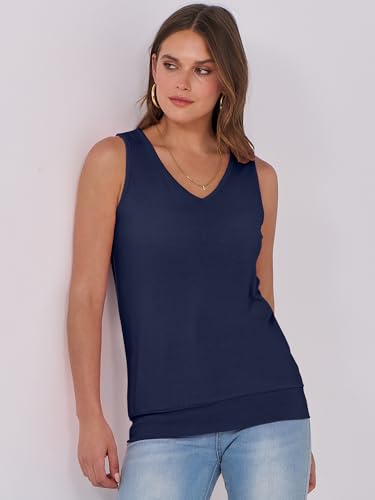 Image of ANRABESS Women Tank Tops Summer V Neck Sleeveless Casual Loose Fit Cute Cami Basic T Shirts Solid Tees 2026 Trendy Outfits