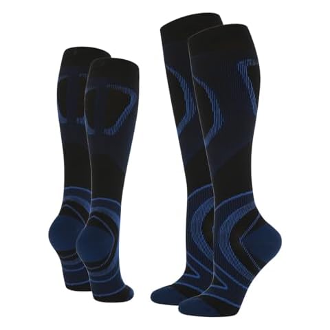 POWERDEVIL Compression Socks for Women men,2 pairs set, Pain Relief 20mmhg Professional Compression Socks，Athletic Socks (Large,Black) Cover