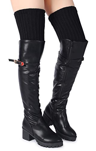 Image of Pareberry Women's Winter Over Knee High Footless Socks Knit Warm Long Leg Warmers
