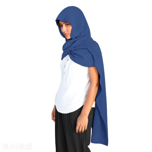 seewavom Unisex Fashion Shawl Scarf Capes Medieval Cape Shawl Scarfs Hooded Linen Hooded Cowl