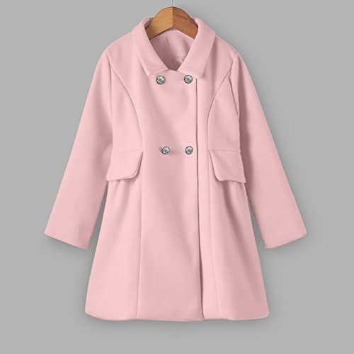 Wool Blend Overcoat for Kids Girls Long Sleeve Double Breasted Lapel Long Jacket Winter Warm Windproof Top3