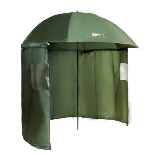 BAT Tackle Angelschirm mit Seitenwand | Inkl. Heringe und Abspannleinen | Schirmzelt | Windschutz | Regenschirm Cover