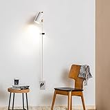 Applique murale moderne avec interrupteur et prise : évitez les câbles encombrants. Son design deux-en-un permet de l'utiliser comme lampe câblée ou enfichable. La tête de la lampe peut être orientée dans n'importe quelle direction selon vos besoins.